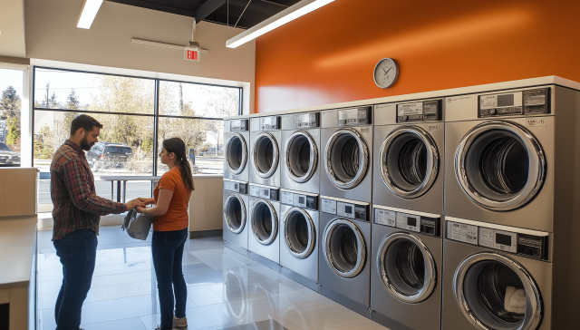 doragon2445 A modern laundromat setting where a staff member is f06404ca adce 4186 9fa0 39c71d14e228 min