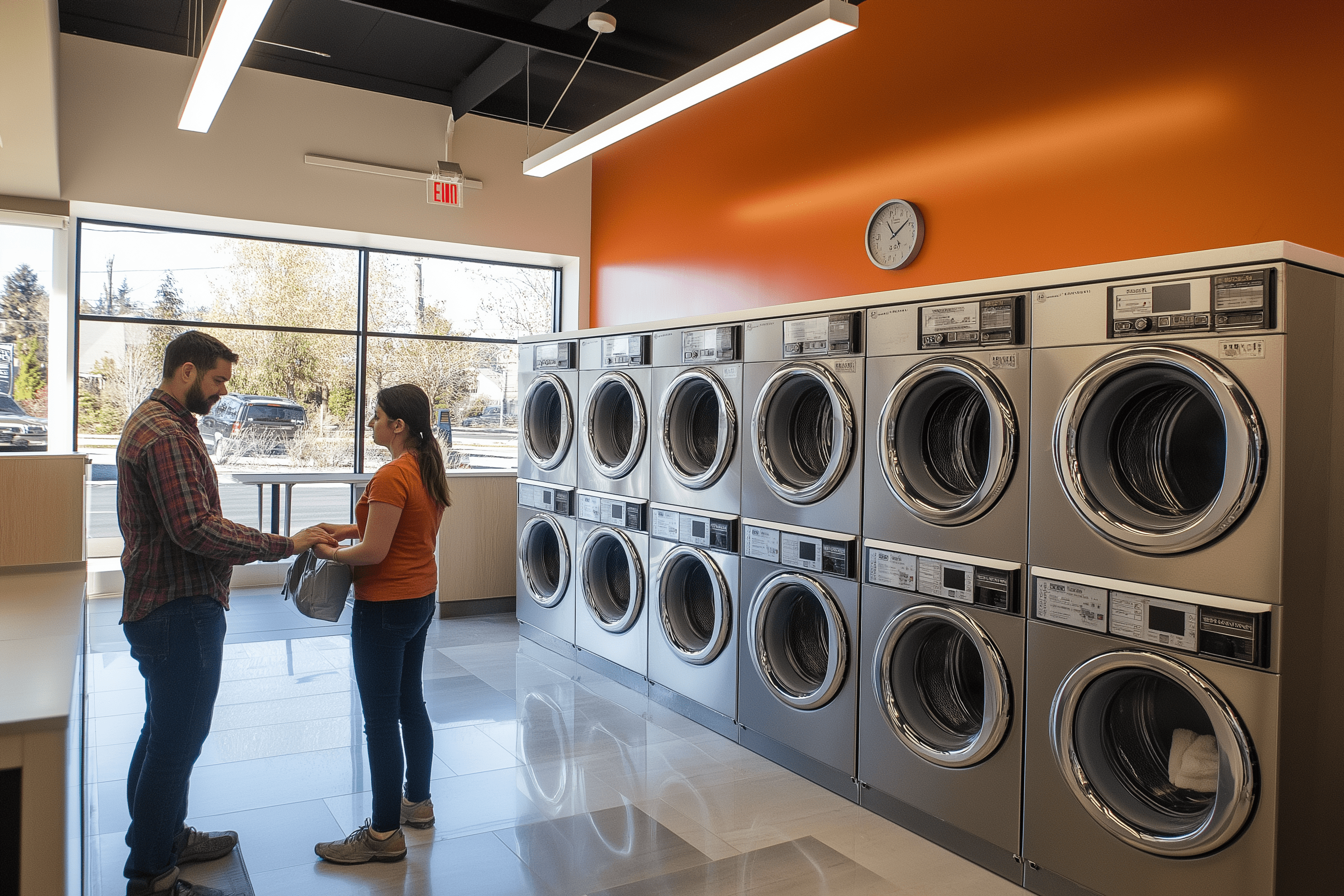 doragon2445 A modern laundromat setting where a staff member is f06404ca adce 4186 9fa0 39c71d14e228 min