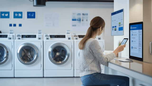 doragon2445 A modern laundromat with a digital touch customers 0c47d17d 9cd8 46ea 8864 e9de0179fe17 min