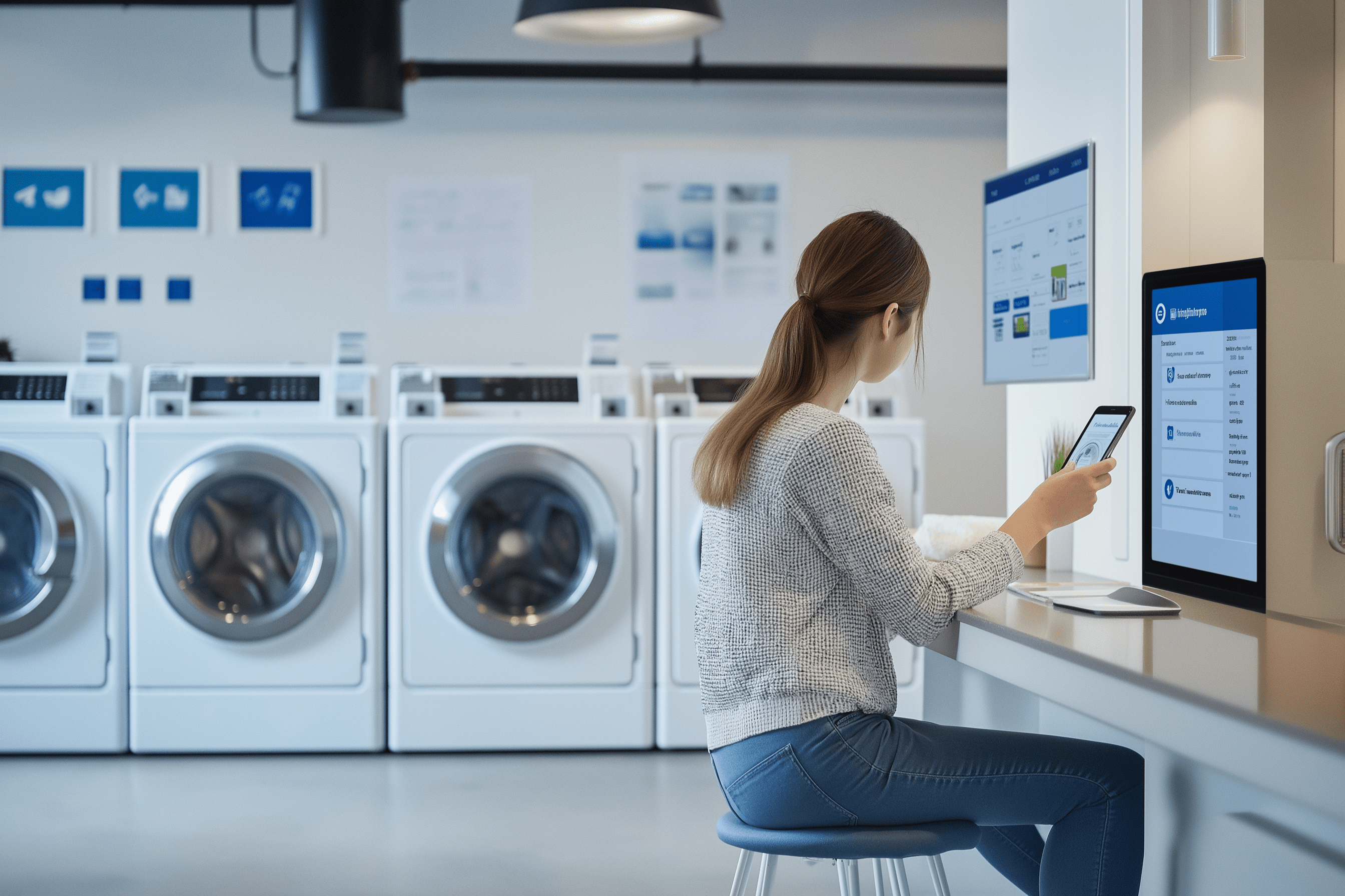 doragon2445 A modern laundromat with a digital touch customers 0c47d17d 9cd8 46ea 8864 e9de0179fe17 min